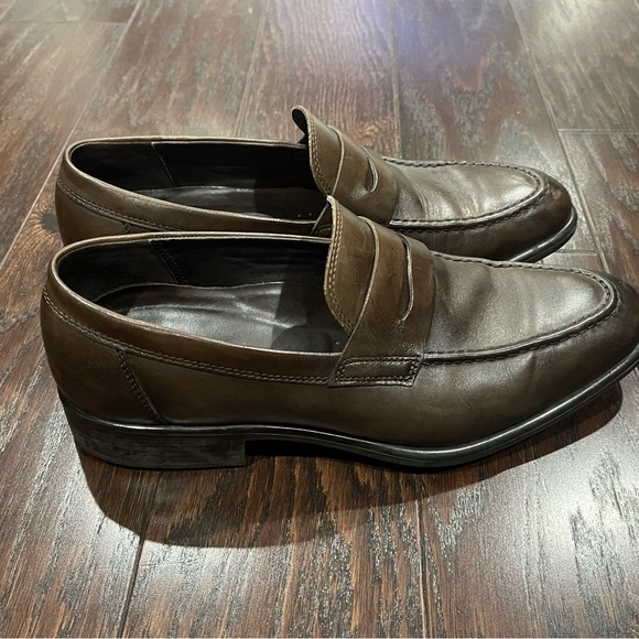 ecco TRAY TECH Men\'s Dress Comfort Brown Leather Penny Loafers Sz EU 42 US 8-8.5 main image 8